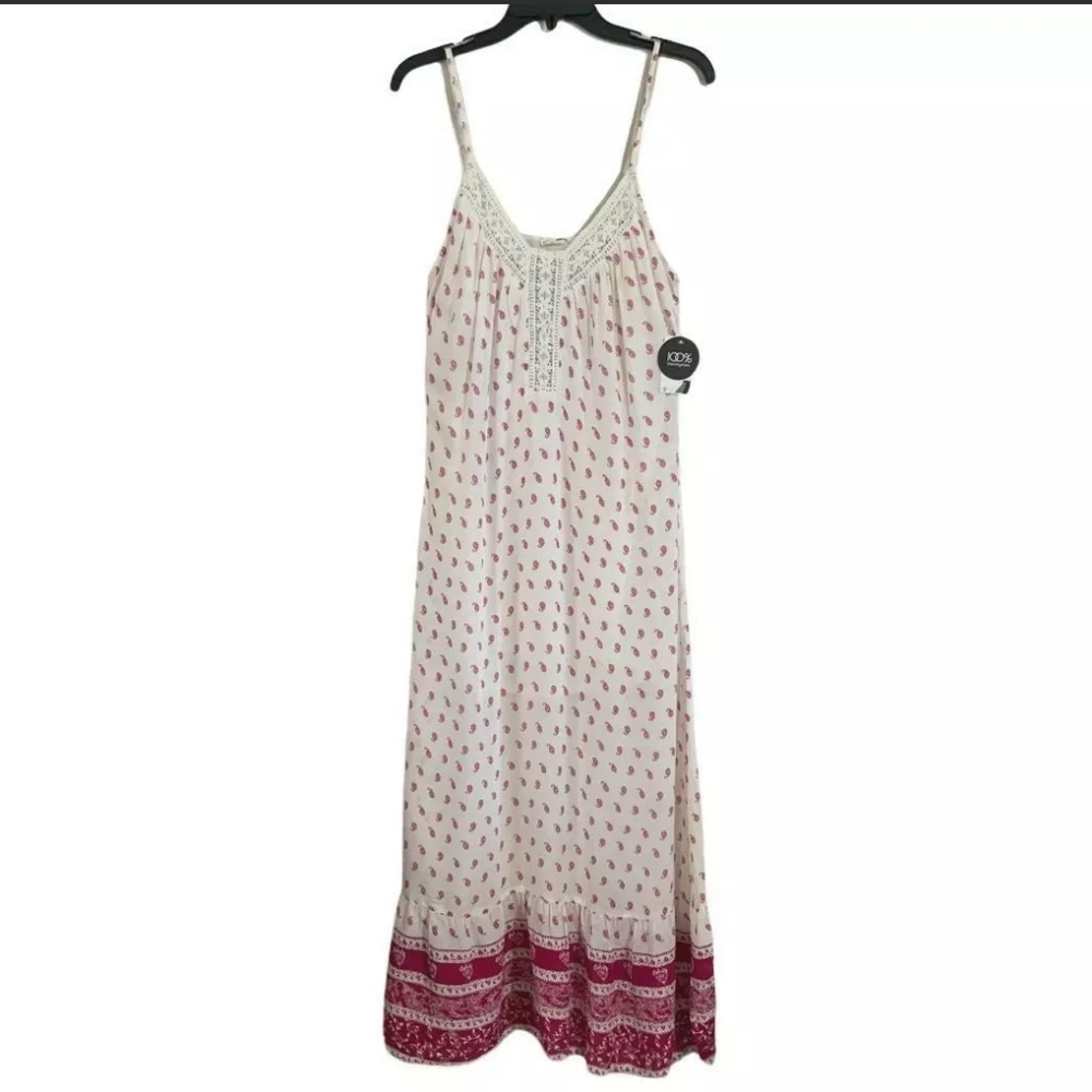 NWT EN CREME Pretty maxi dress w crochet trim top summer sun Dress. - Picture 13 of 13